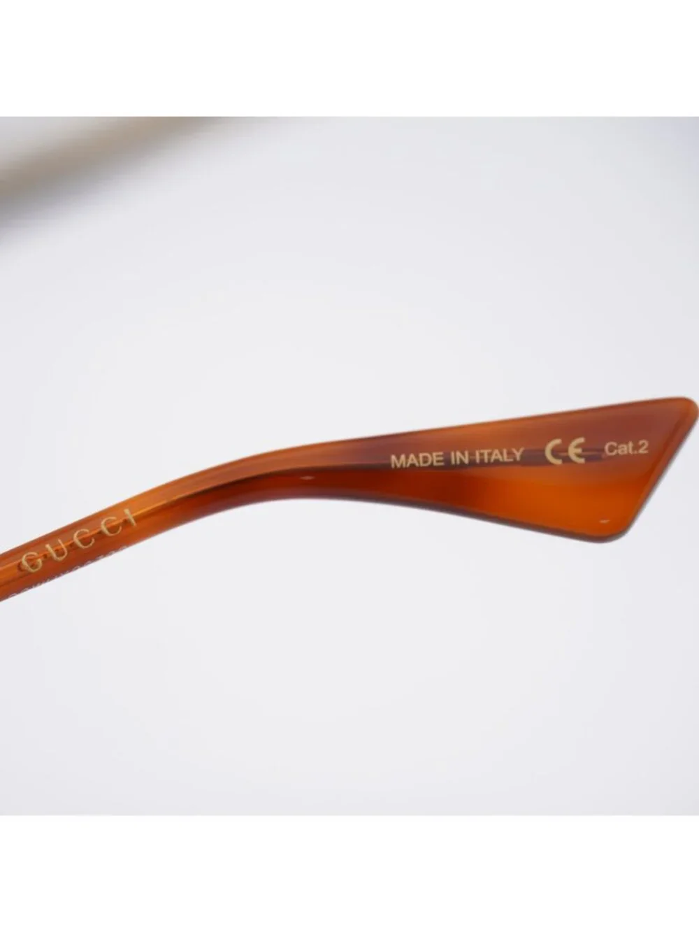 Gucci GG0818SA 002 Sunglasses Gold Geometric Frame, Brown Lenses